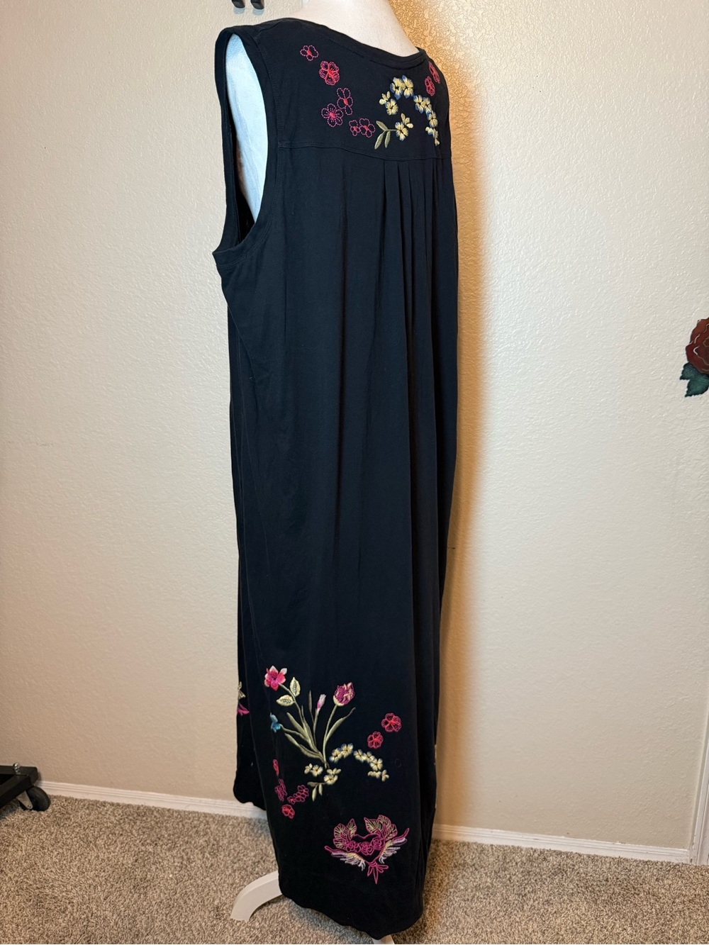 Johnny Was Jessi Knit V-Neck Maxi Dress Black Embroidered Size XXL - Picture 6 of 13